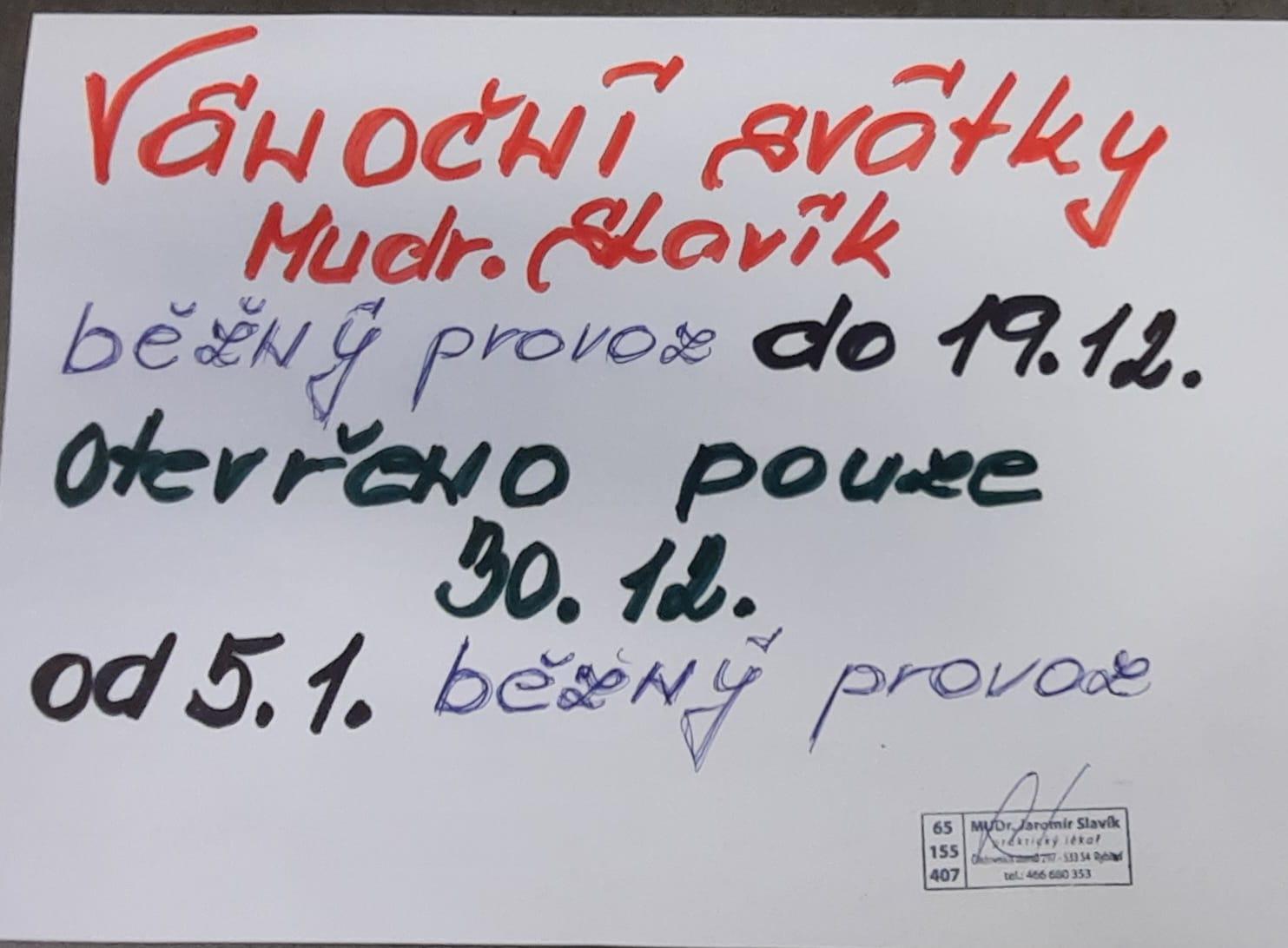 MUDr. Slavík informuje